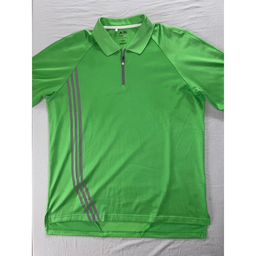 Adidas 1/2 Zip Rear Mesh Vented Polo Golf Shirt. Full Length 3-Stripe. Men's L.